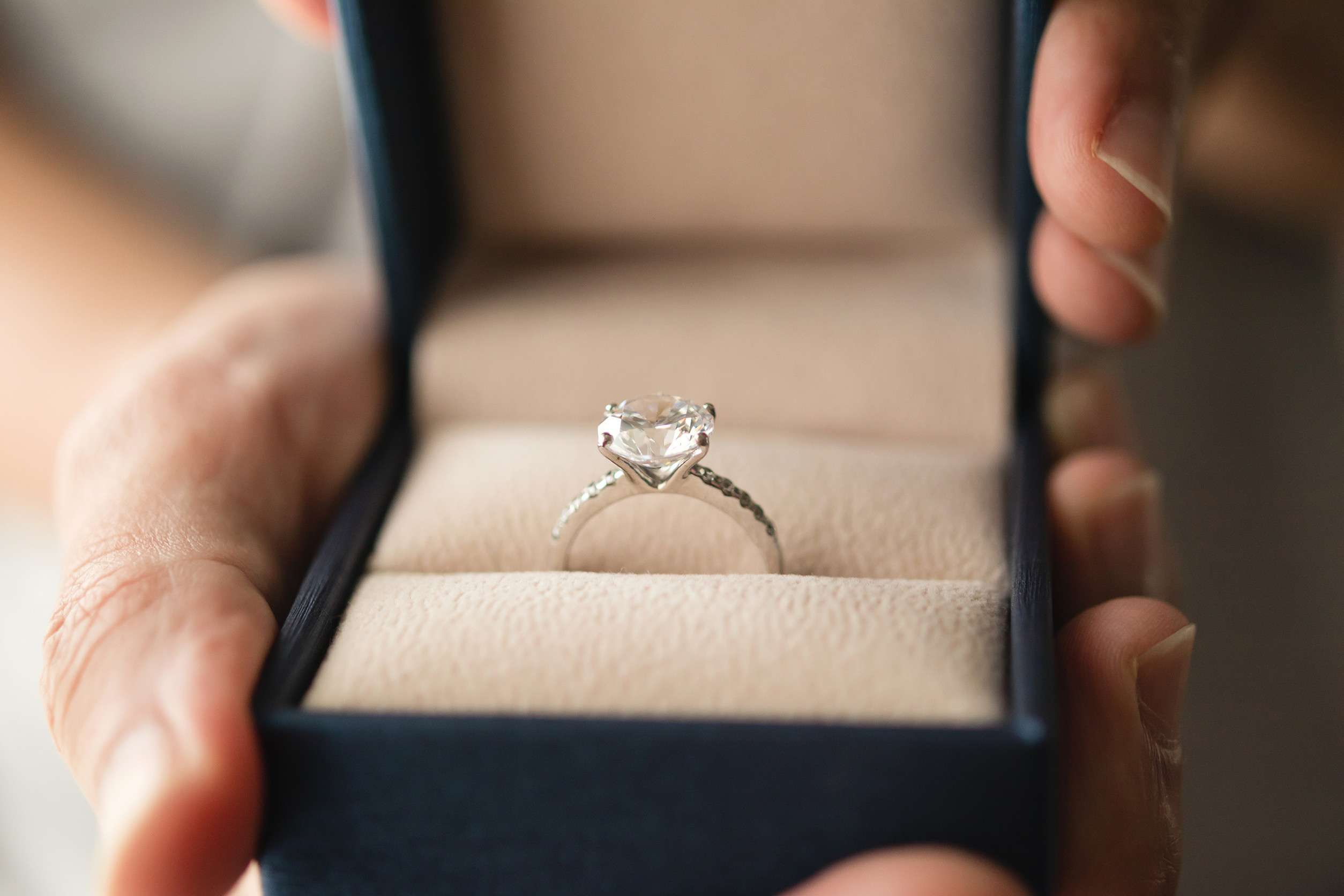 Diamond ring in a box